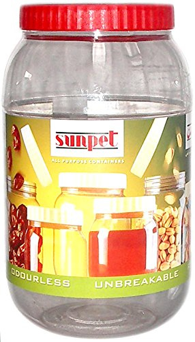 Sunpet J2000 Food Storage Canisters, Plastic, Red, 2000 ml, Pack of 6