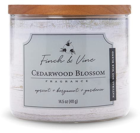 Colonial Candle 3-Docht Duftkerze im Glas mit Deckel - Cedarwood Blossom (411g) - Beruhigende Duftmischung für dein Zuhause - Duftkerze mit bis zu 60h Brenndauer - Sojawachsmischung