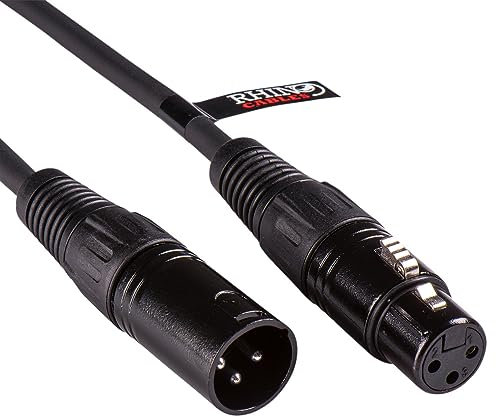 rhinocables XLR to XLR Microphone Cable | Balanced 3-Pin Male to Female Connector | Shielded Mic Lead for Studios, Mixers, Amplifiers, PA Systems & Desk Speakers | Flexible PVC, 0.30m