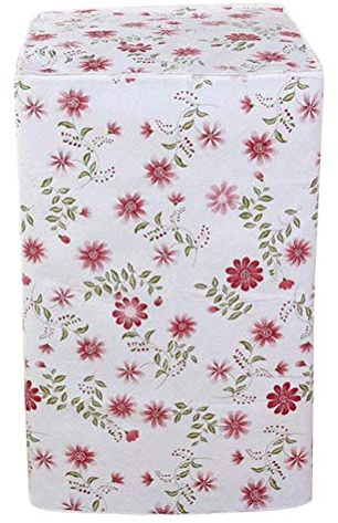 Housse de Machine à Laver Imperméable Peva Motif Fleurs Rouge Style B | Protection Anti-eau, pour Buanderie, Compatible Lave-linge à Chargement Frontal, Format B
