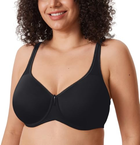 DELIMIRA Sömlös t-shirt för kvinnor plus size-bh:ar Svart 90D