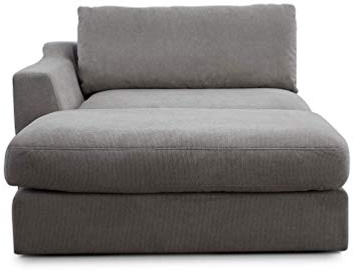 CAVADORE Sofa-Modul Fiona Longchair mit Armteil links / XXL-Recamiere passend zur Couchgarnitur Fiona / 139 x 90 x 199 / Webstoff silbergrau