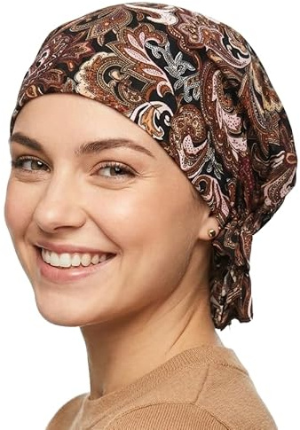 Cool4 Sommer Kopftuch Strand Bandana Meer Beanie Sonne Sonnenschutz Mütze Chemo Cap A04 (Hellbraun-Khaki im Paisleymuster)