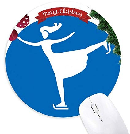 sports d'hiver la silhouette du ski bleu tapis de souris en caoutchouc de sapin de noël