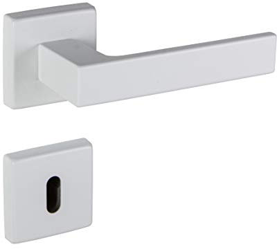 Gedotec Maniglia per porta in alluminio bianca - PUSH 1317 | Set di rosette per porte interne | BB - Porta della camera - Ovale | Maniglia bianca opaca