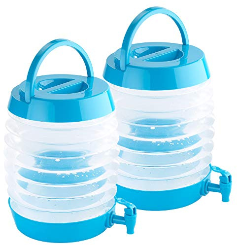 PEARL Wasserspender Camping: 2er Pack Faltbares Fässchen, Auslaufhahn, Ständer, 7,5 Liter (Wasserspender Camping mit Hahn, Wasserkanister, EIS)