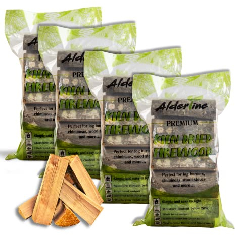 Alderline Kiln Dried Firewood Logs for Fireplace, Firepit, Chiminea, Campfires, Pizza Ovens and More, 25cm