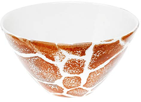 Lashuma Runde Servierschale Ø 16 cm, Dekoschüssel Braun weiß Motiv: Giraffe, Keramik Reisschale