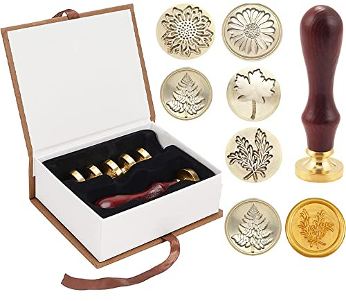 Tiamu Blumen Wachssiegel Stempel Siegelstempel Personalisiert siegelwachs set mit Holzgriff, Floral Pattern Stamp Wax Seal Stamp für Weihnachts, Umschlag, Einladungen, Geschenkverpackung