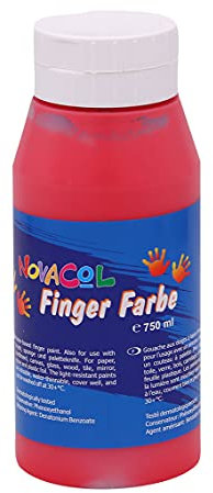 Novacol XL Flasche 750ml Fingerfarbe für Kindergarten Ungiftig Auswaschbar Tropffrei Cremige Konsistenz Farbe für Kinder Rot