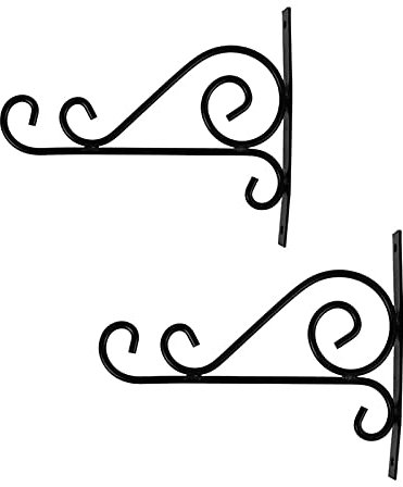 ENJY Wandhaken Blumenampel Balkon Anlage Blumentopf Schmiedeeisen Haken Outdoor Wandmontierte Hängende Korbhalterung Garten Ornamente (Color : Schwarz)
