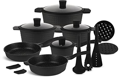 EDENBERG 15 TLG Topfset Induktion, Töpfe & Pfannen beschichtet, Kochtopf Set | induktions Töpfe Set, Kochtöpfe, Töpfe Induktion | Kochgeschirr Set, Topfset induktionsgeeignet
