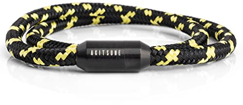 Akitsune Mare Bracciale in Nylon Corda di Candela | Larghezza 8 mm | Cosa magnetica Doppia Chiusura Avvolgimento per Uomo Maritim