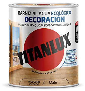 Titanlux Barniz Ecológico al agua para mobiliario y elementos de madera, Mate, Incoloro 2,5L