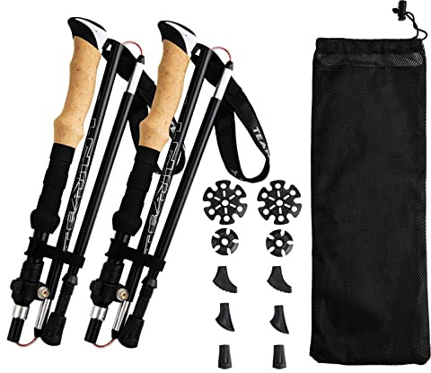 Night Cat Trekking Poles Hiking - Walking Sticks 2 Packs Aluminum 7075 Lightweight Foldable Collapsible Adjustable Extendable Backpacking Mountaineering Climbing