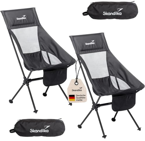 Skandika Campingstuhl Compact bis 150 kg belastbar | Camping Stuhl, Anglerstuhl, klein, faltbar, kleines Packmaß, klappbar, stabil, leicht, bequem gepolstert | Faltstuhl