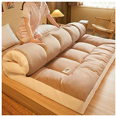 Japanischer Futon-Matratzenbezug,Bodenmatratze,Faltbare Matratze für Erwachsene,Zustellbettmatratze,Outdoor-Tatami-Klappbett,Kinder-Bodenkissen,Braun-180 x 200cm