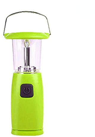 Lámpara solar LED con manivela de mano, linterna de dínamo al aire libre, camping, senderismo, equipo de caza (verde)