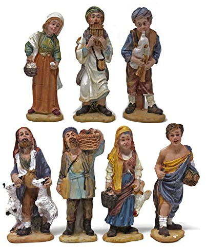 Rossi Rosa Pastori per Presepe Statuine in Resina 7 Personaggi da 10 cm