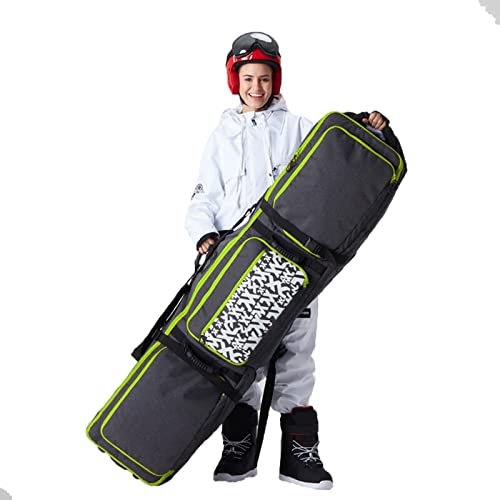 Multifunktions-Einzel-/Doppel-Snowboardtasche mit rollenden Rädern, 3 Aufbewahrungsfächern, tragbarer, gepolsterter Skitasche, Wasserdichten Schneesport-Bretttaschen für