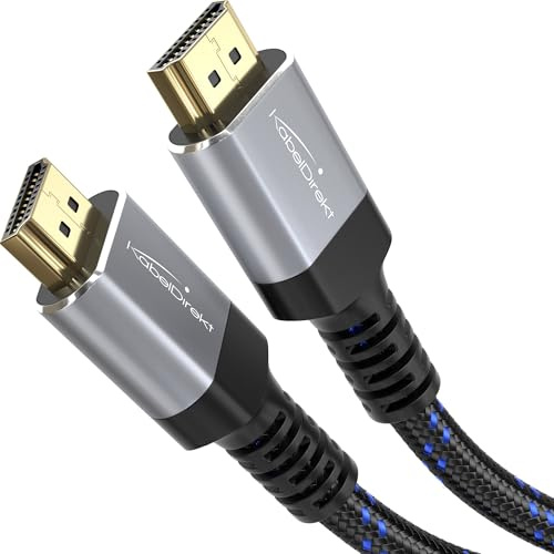 KabelDirekt – 4K HDMI-Kabel – 10m – Nylon, Metall – für PS5 | 4K@60Hz, High Speed HDMI mit Ethernet, Nylonmantel & Metallsteckern – für PS5, Xbox, Switch, Blu-ray, HDTV & Beamer