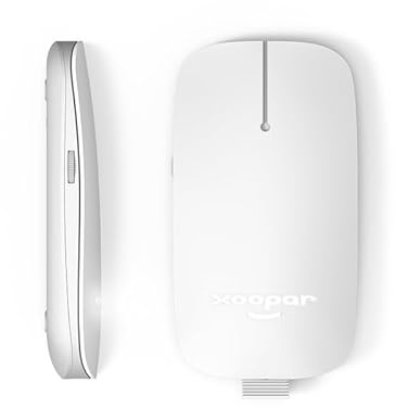 XOOPAR Ratón Inalámbrico 2.4G - Ratón Sin Batería - Bluetooth - Recargable - Ratón Conectado Al Ordenador - Ultraplano - Pokket de Plástico Reciclado (Blanco)