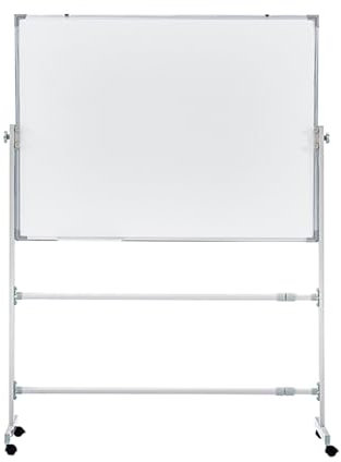 LOOQS Doppelseitiges mobiles Whiteboard mit Aluminiumrahmen, um 360° wendbares magnetisches, trocken abwischbares Whiteboard, höhenverstellbar für das Heimbüro und die Schule (Size : 60x90cm)