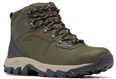 Columbia Mens Newton Ridge Plus II Waterproof Hiking Boot, Deep Olive/Desert Sun, 8.5