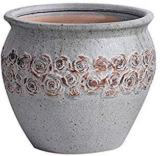 Blumentopf für den Außenbereich, Vintage-Keramik, groß, Steingut, großes Kaliber, Bodenpflanzer, extra groß, antiker Topf für Sukkulenten, Schmetterling, Orchidee, Rosenrelief, Kunstgarten, Hot