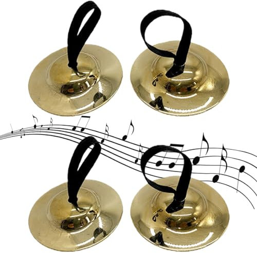 Set de 2 platillos de dedo de cobre y latón, instrumento musical para danza del vientre y fiestas nocturnas. Perfectos para niños y bailarines con un diseño de elegancia y estilo.(dorado)