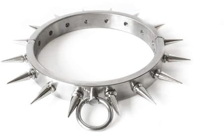 Neue Edelstahl Metall Bondage Halsband Mit Dorn Abnehmbare Spike Sklaven Restraint Neck Kragen/Halsreif/Halsfessel SM Fesseln Erwachsene Rolle Spielen Paare,Männer innen ø 13.7cm,Silber