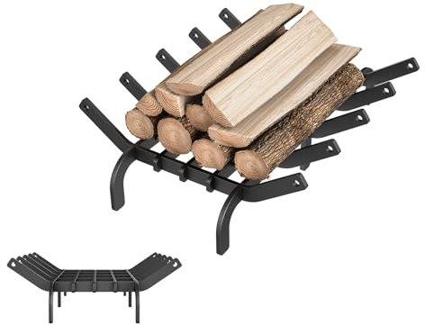 NAIZY Rejilla de acero al carbono, 42 cm, para chimenea, chimenea, estante de madera, multifunción, parrilla de madera, accesorio para interior (forma de V)