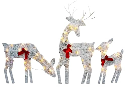 Cerf Lumineux Noel, 1/3 Pieces Decoration Renne Lumineux Noel, Décorations De Noëls De Renne Extérieur, Decoration Noels Exterieur pour Fête,Jardin,Cour,Vacances, Décoration d'hiver