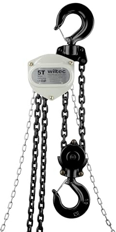 Wiltec Paranco a catena manuale V21-5, capacità di carico 5 t, altezza di sollevamento 5 m, leggero e compatto, per impieghi gravosi