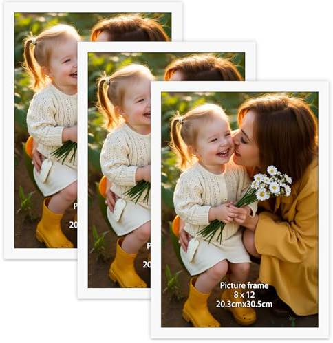 Hoikwo Bilderrahmen 20x30 cm - Weiß Fotorahmen für Wand oder Tisch, 3er Set Rahmen für Fotos, Bilder, Poster