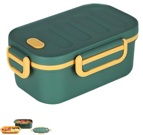 Fiambrera con compartimentos, fiambreras, fiambreras con compartimentos, para hombres y mujeres, de 2 capas, para oficina, trabajo, pícnic, color verde