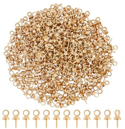 CRAFTYMELODY 350 Stück Ösenstift Ösenstift Messing Ösenstift Öse Hellgold Tasse Perlenverbinder Für Halb Gebohrte Perlen Charms Anhänger Schmuckherstellung