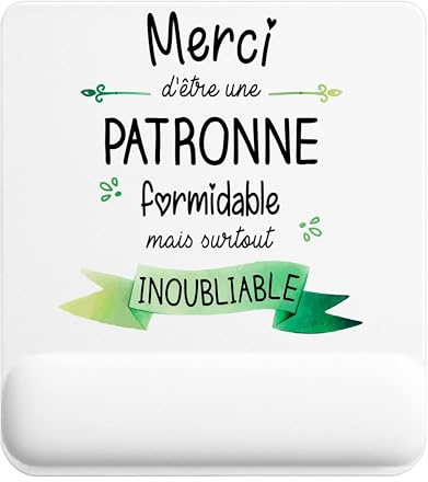 Planetee Tapis de Souris Merci Patronne Inoubliable Femme | Accessoire Bureau Ergonomique - Idéal pour Anniversaire, Collègue, Secret Santa Noël, Fête des Pères et Fête des Mères