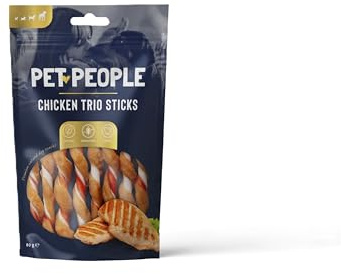 Pet People Chicken Trio Sticks 80g, Natural, Grain Free, High Protein, Dental Care, Dog Snacks - 8pc, 80g (1 Bag)