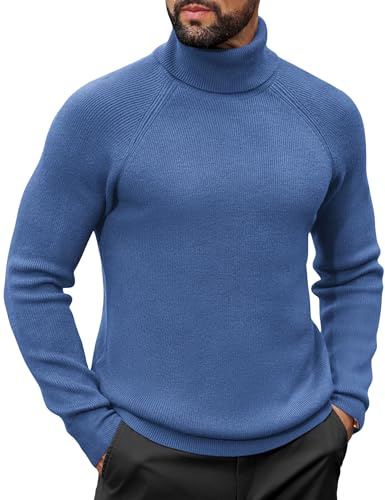 COOFANDY Pull Homme Col Roulé Pulls Maille Fine Slim Pullover Col Montant Hiver Chaud Pull pour Homme Basique