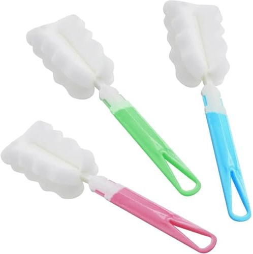 3 PCS Sponge Bottle Brushes,Sponge Bottle Cleaning Brush,Suitable for Cups,Mugs,Kettles,Wine Glasses and Baby Bottles,Dishwasher Safe Reusable Scrubber for Mugs, Glasses, Bottles