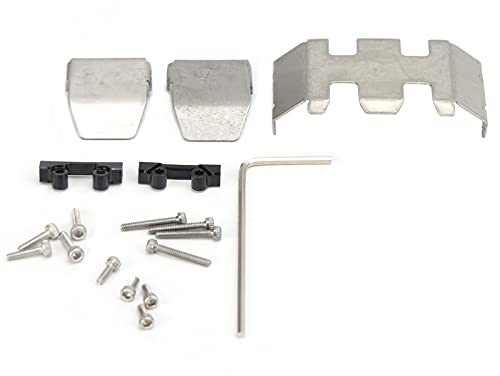 Placa de armadura de metal para automóviles RC Piezas de actualización de acero inoxidable de alta calidad Placas protectoras de protección para scX24 90081 1/24 Modelo de plata