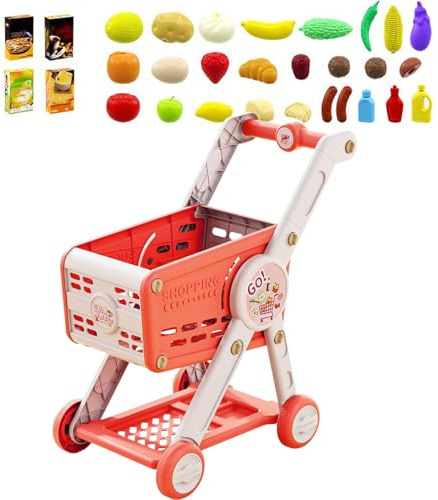 Carreto de Compras de Juguetes - Carrido de comestibles para niños, Canasta de Play Play | Conjunto de Actividades de Juego de Roles educativos, Accesorios de Aprendizaje de clasificación imaginativa