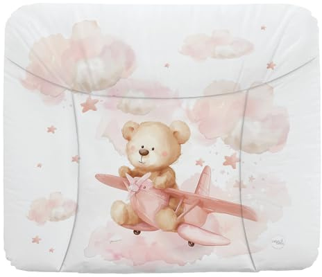 Ceba Baby® weiche Wickelauflage 85x72 cm - Baby Wickelunterlage- Wickeltischauflage für Junge und Mädchen - Wasserdicht, abwaschbar - OEKO-TEX® Standard 100 - Made in EU -Teddys Traumflug