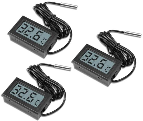 AYWHP 3PCS -50℃~+110℃ Mini termometro LCD digitale, monitor digitale LCD della temperatura con sensore esterno, termometro di sorveglianza della temperatura con sonda per frigorifero, congelatore