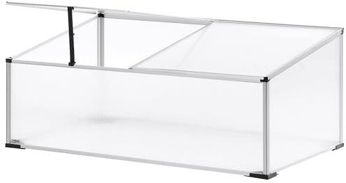 Invernadero de jardín con láminas de policarbonato Estructura de Aluminio protección UV Plateado Serifos