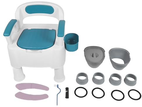 Kikumi Comodino con Maniglie, Toilette Portatile, Toilette Mobile Comodino Regolabile in Altezza per Donne Anziane Incinte