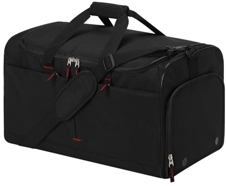 LONALIA 55L Sporttasche & Reisetasche für Herren Groß - mit Schuhfach & Nassfach - Trainingstasche, Tasche für Fitness, Sport, Schwimmen (Schwarz)
