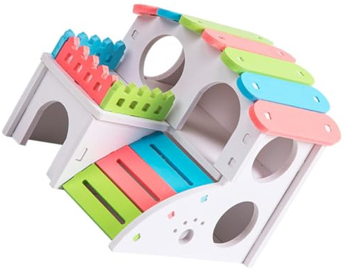 Veemoon Maison en Bois DIY pour Hamster et Petits Rongeurs, Cabane Ludique et Refuge, Jouet d'Espace de Jeu et Cachette pour Animaux de Compagnie