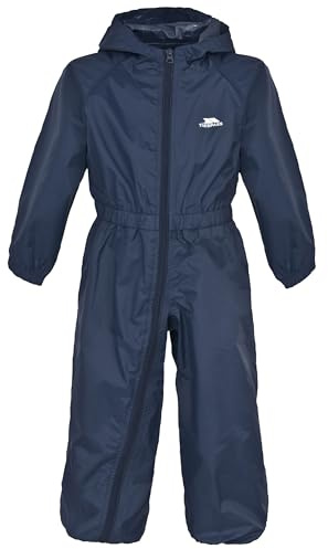 Trespass Unisex Babies Kids Rain Suit Button - Waterproof, Grown on Hood, Elasticated Cuffs and Ankles, Elasticated Side Waist, Full Body Length Zip